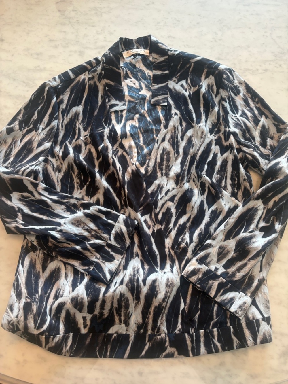 Halston Heritage Abstract Wrap-Style Blouse